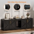thumbnail image 4 of Meuble Cache-Litière Double pour Chat de 55 Pouces avec Deux Compartiments, Armoire de Salle de Bain Cachée avec Ventilation et Tablette de Rangement, Table d'Appoint Multifonctionnelle Meuble Télé pour 2 Chats, 330 Lb, Noir Blanc, 4 of 6