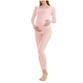 thumbnail image 3 of HVOBTTY Women's Long Sleeves and Long Pants Pajama Sets, Pajama Sets for Women, Women's Maternity Casual Round Neck Long Sleeve Warm Inner Top and Pants Pajama Sets Pink, XXXL, 3 of 5