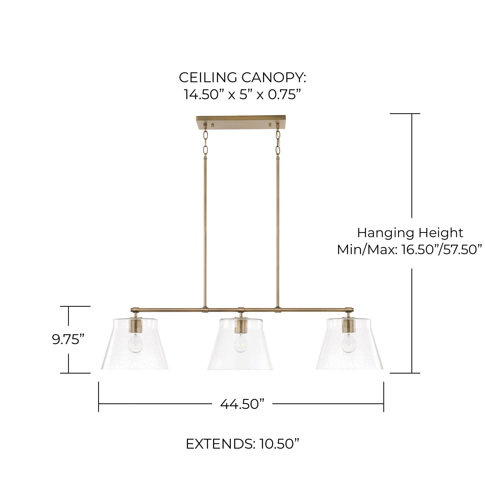 Capital Lighting 846931BN Baker 3 Light 45" Wide Linear Chandelier - Nickel