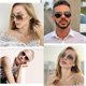 thumbnail image 4 of Gafas de sol para mujer, gafas de sol clásicas de piloto, marco de metal, estilo moderno, protección UV400, marco dorado, 4 of 5