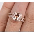 thumbnail image 2 of Sale 2 Carat Cushion Cut Morganite And Diamond Moissanite Trio Wedding Bridal Ring Set With 18K Rose Gold Plating, Promise Ring, Anniversary Ring, 2 of 4