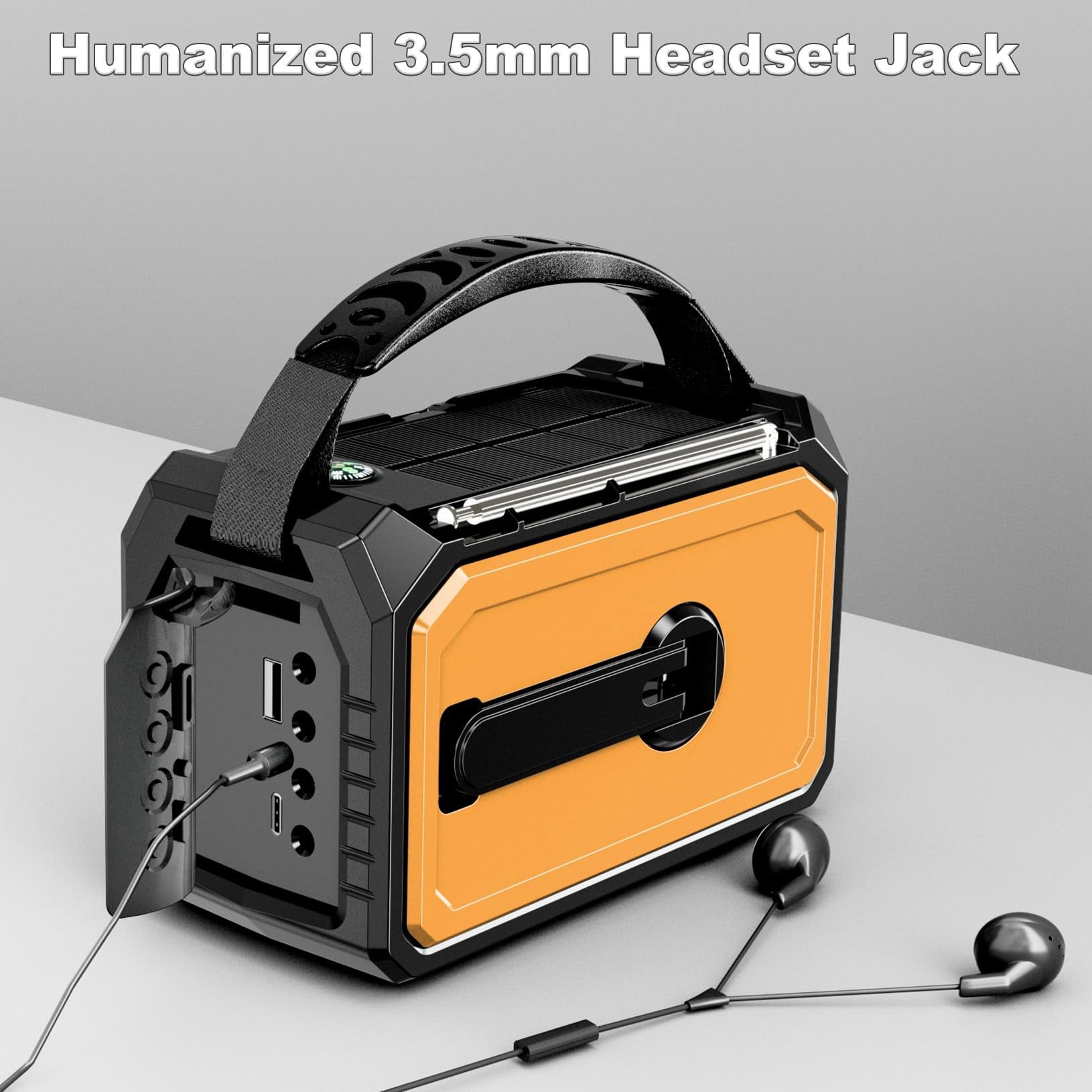 16000mah Hand Crank Emergency Weather Radio With Wireless  59200mwh Noaa Am Fm Solar Flashlight Cell Phone Reading Lamp Compass Sos For Camping And (orange)