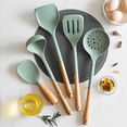 thumbnail image 2 of 5pcs Silicone Kitchen Utensils Set with Wooden Handle Non-Stick Spatula Cooking Set Frying Spatula Ladle Rice Spoon, 2 of 7