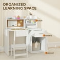 thumbnail image 4 of Qaba Kids Desk and Chair Set, Study Table and Chair Set with Storage, White, 4 of 10