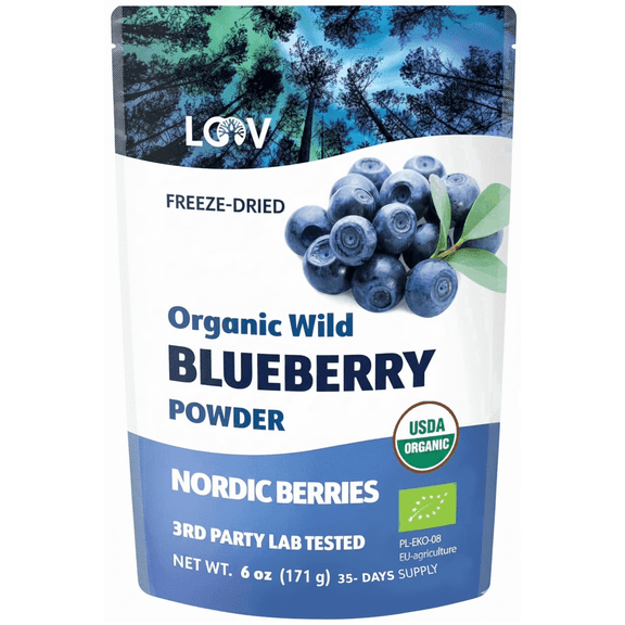 LOOV Organic Wild Blueberry Powder - 6 oz - 35-Day Supply - No Added Sugar