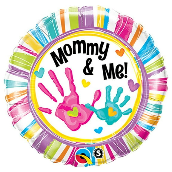 18 inch Mommy & Me Handprints Foil Mylar Balloon - Party Supplies Decorations