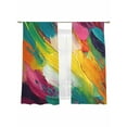 thumbnail image 2 of Abstract Oil Painting Sheer Curtains 63 Inches Long 2 Panels Rainbow Pigment Art Light Filtering Semi Sheer Window Curtains Drapes for Bedroom Living Room 52"x63", 2 of 7