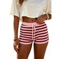 thumbnail image 2 of LMLYSoH Women's Stripe Knit Lounge Shorts Slim Fit Summer Bottoms Adjustable Drawstring Elastic Waist Casual Short Pants, 2 of 8