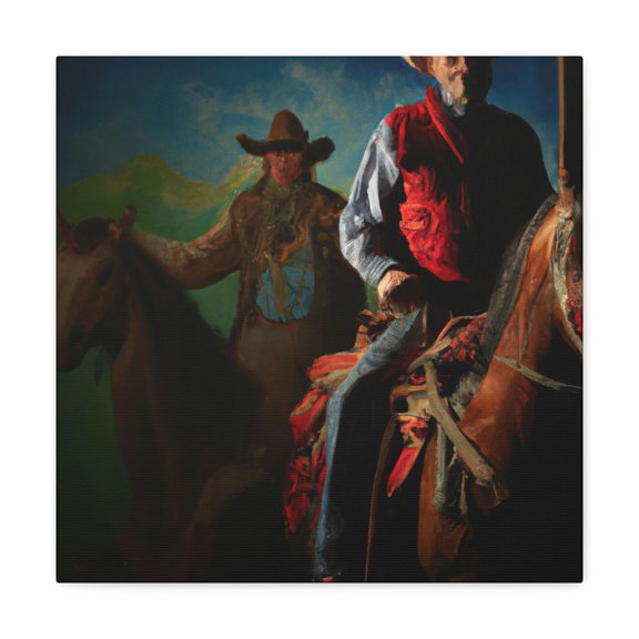 Riding Cowboy on Horse - Canvas