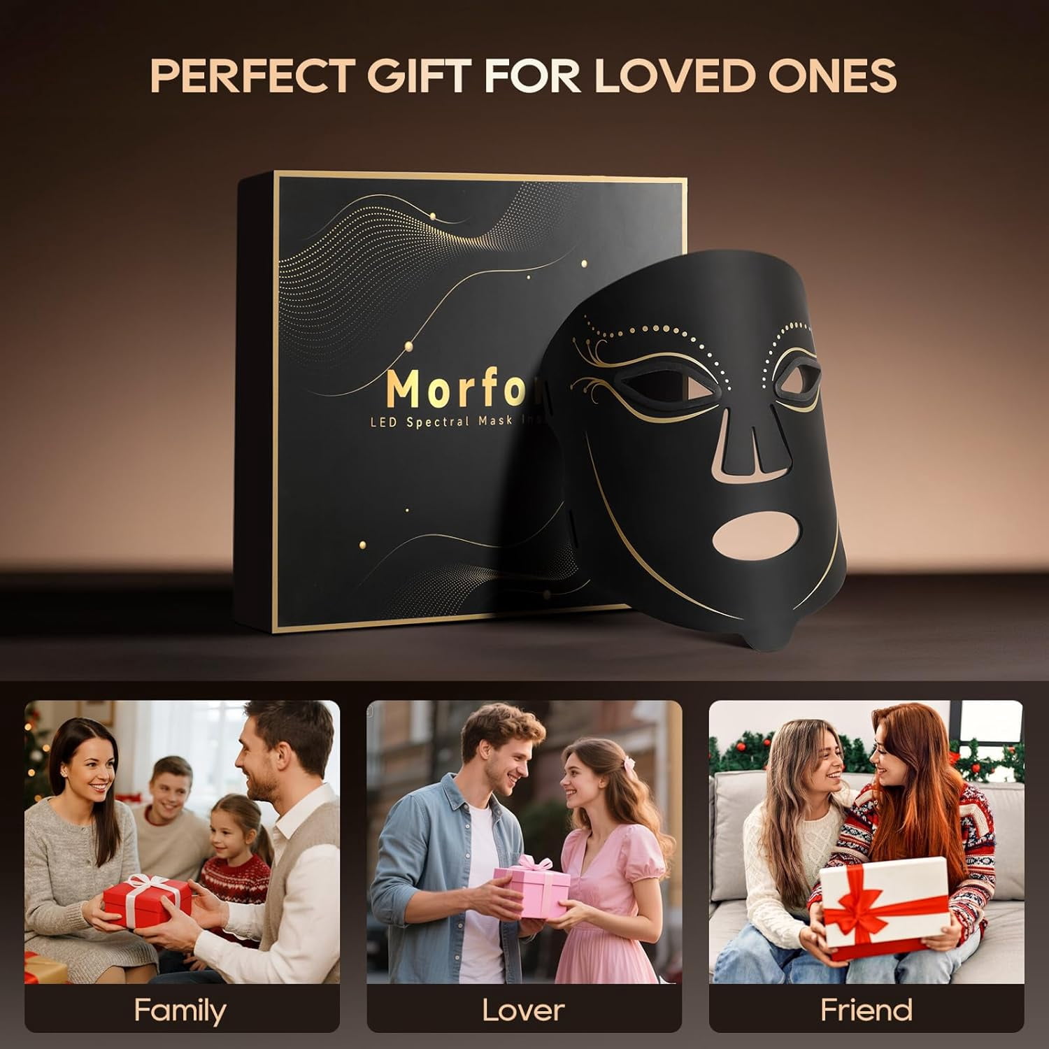 Morfone Red Light Therapy for Face, 4 Modes Led Face Mask Light Therapy with Remote, Portable Light Therapy Mask for Skin Care at Home, Travel