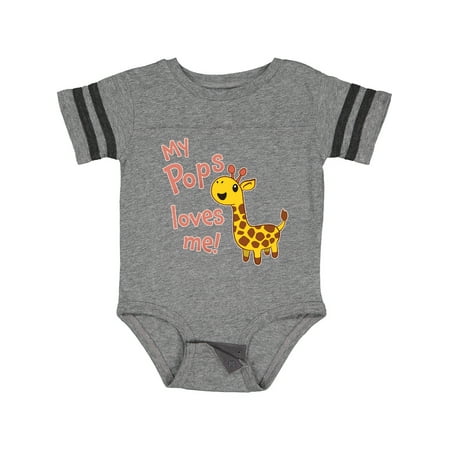 

Inktastic My Pops Loves Me- Cute Giraffe Gift Baby Boy or Baby Girl Bodysuit