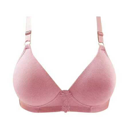 Front Closure Bras for Women Pullover Bra Feature V-Neck Nursing Bra Style W-1572 Pinks-a L