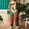 thumbnail image 4 of Halloween Jumpsuits for Women One Piece Sleeveless Floral Print Linen Rompers Pants with Pocket Baggy Overalls, 4 of 6
