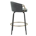 thumbnail image 4 of Contemporary Velvet and Metal 26" Counter Stool Set of 2 Grey and Black and Gold, 4 of 5