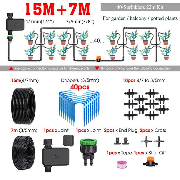 High-quality 4/7 to 3/5mm Hose Emitter Watering Automatic Drip Irrigation System Bluetooth&Wifi-compatible Timer Kit for Garden He Qiyong unisex