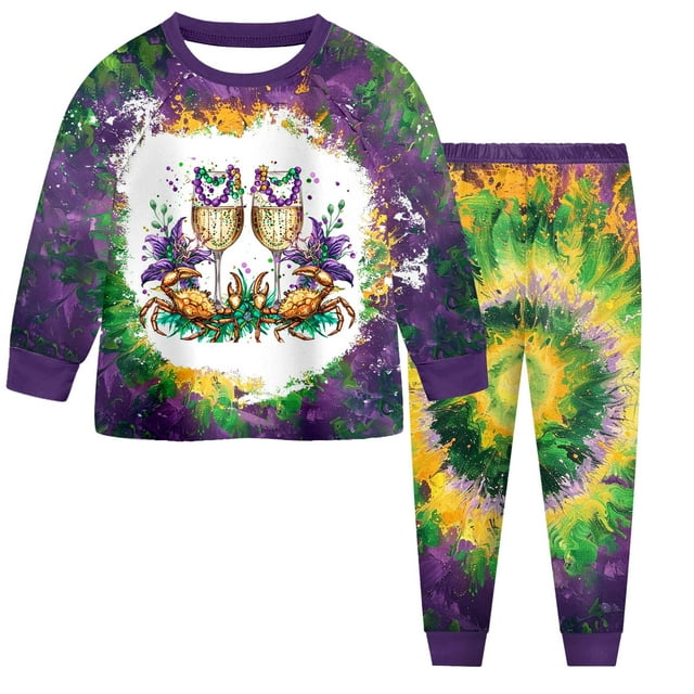 2 Piece Pyjamas Set For Boys And Girls T Shirt And Pants Outfit For Kids Carnival Party