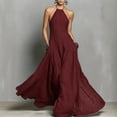thumbnail image 2 of Laqbezok Women's Halter Neck Backless Maxi Dress, Casual Sleeveless Open Back Long Gown, Minimalist Summer Beach Sundress with Pockets, 2 of 6