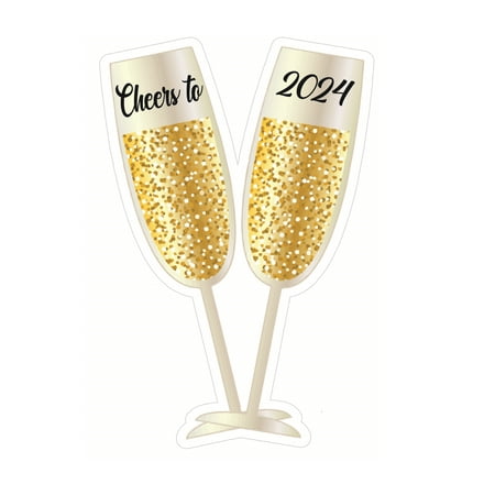 

New Years Eve 2024 Happy New Year Champagne Glasses Cruise Door Magnet Decoration for your Stateroom Door on your Disney Royal Caribbean Carnival Norwegian etc. Cruise