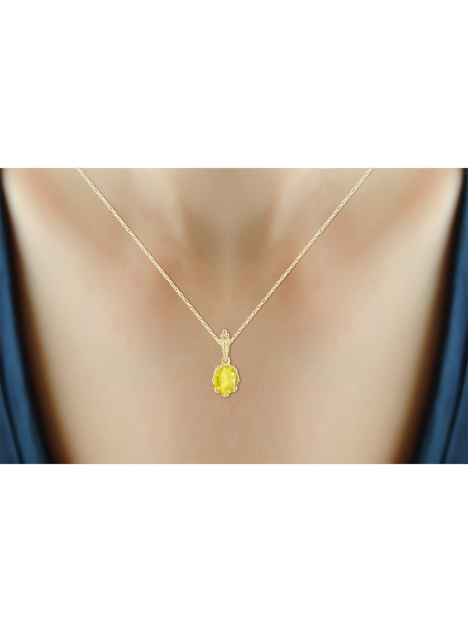 JewelersClub 2.00 Carat T.G.W. Yellow Sapphire 14K Gold Over Silver Pendant
