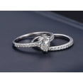 thumbnail image 3 of Pear cut 1.50 Carat Moissanite and Diamond Bridal Ring Set in 10k White Gold, 3 of 5