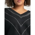 thumbnail image 4 of Jessica Simpson Women's and Women's Plus Rahmona Studded V-Neck Pullover Top, Sizes XS-4X, 4 of 6