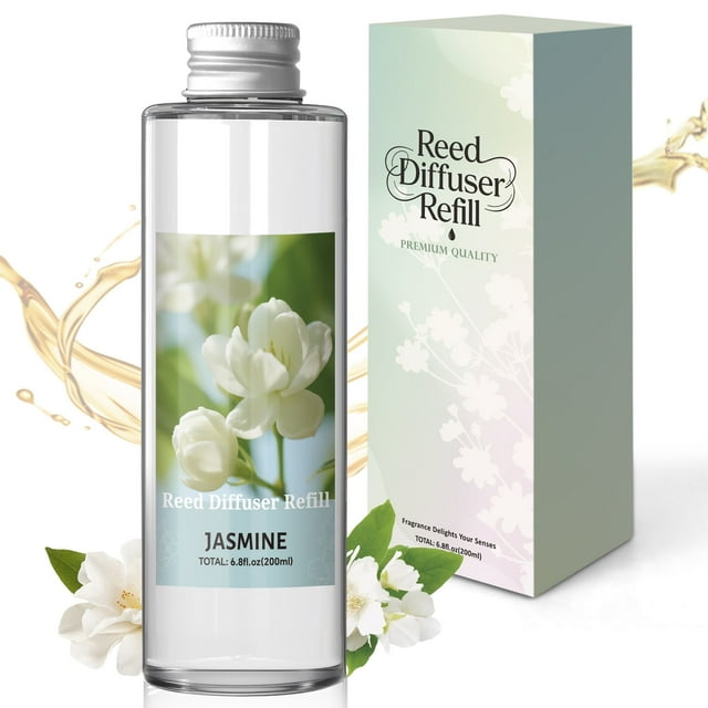 SCENTORINI Reed Diffuser Refill, 200ml/6.8 fl oz, Jasmine Scented Essential Oil for Home