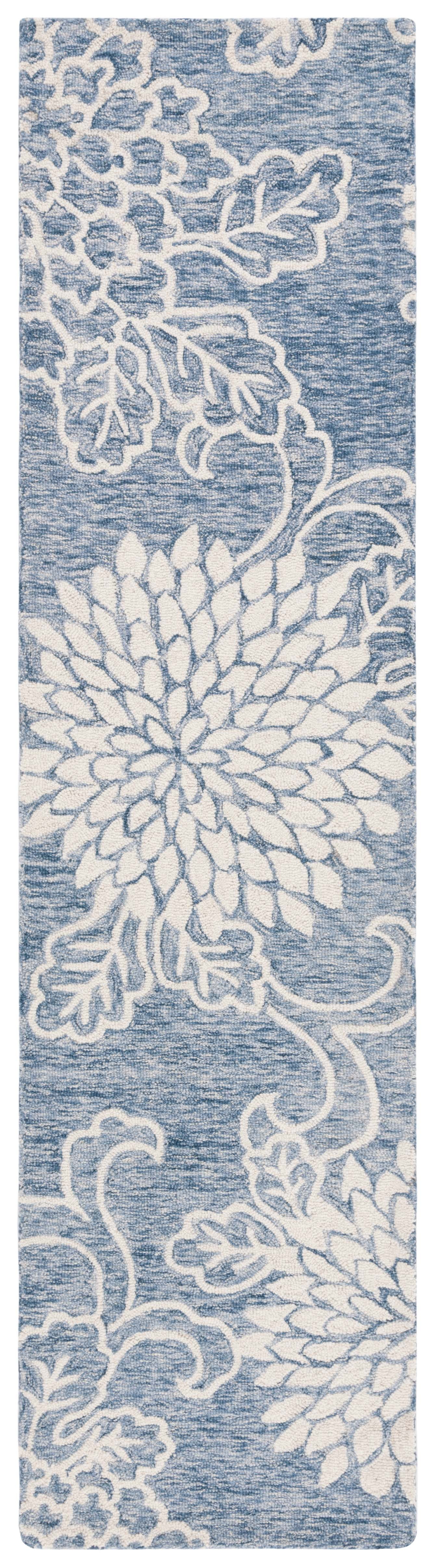 Safavieh Jardin Clara Floral Wool Runner Rug, Blue/Ivory, 2'3" x 9'