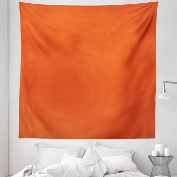 Orange Tapestry, Plain Background Illustration with Warm Hot Colors Retro Style Bohemian Design Art, Fabric Wall Hanging Decor for Bedroom Living Room Dorm, 5 Sizes, Orange, by Ambesonne