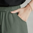 thumbnail image 4 of BLVB Womens Cotton Linen Shorts Elastic Waist Drawstring Casual Loose Summer Beach Wide Leg Shorts with Pockets, 4 of 4