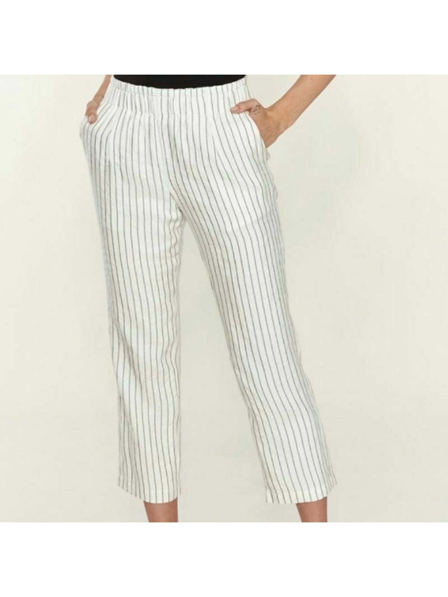 white pinstripe pants