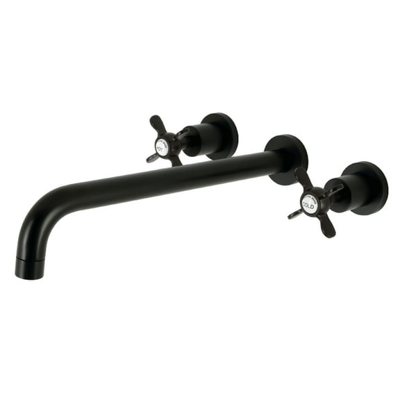Kingston Brass KS8040BEX Essex Two-Handle 3-Hole Wall Mount Roman Tub Faucet in Matte Black