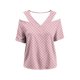 thumbnail image 5 of Neewe Women's 2026 Spring Summer Polk Dot V Neck Short Sleeve Pullover Blouse Off Shoulder T-Shirts, 5 of 6