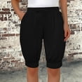 thumbnail image 2 of MIUOWANP Women's Casual Shorts Breathable Quick-Drying Relaxed Fit Shorts Solid Color Drawstring Elastic Waist Half Pants Size S(4)Black, 2 of 6