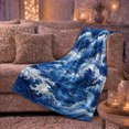 thumbnail image 6 of Turbulent Ocean Wave Art Festive Festive Scene, Festive Festive Scene, Warm Flannel Blanket for Beach House and Reading Nook, Beach Lovers Birthday Gift, Festive Home Decor, 6 of 9