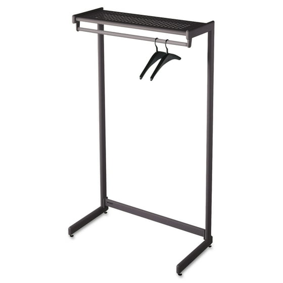 Quartet Single-Side Garment Rack w/Shelf, Powder Coated Textured Steel, 48" Wide, Black