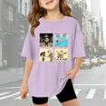 thumbnail image 2 of LUOGENLI Girls Graphic T-shirt Casual Loose Fit Short Sleeve Tops for Teen and Toddler Girls Comfortable Tee Shirts Purple Size 13-14 Years, 2 of 4