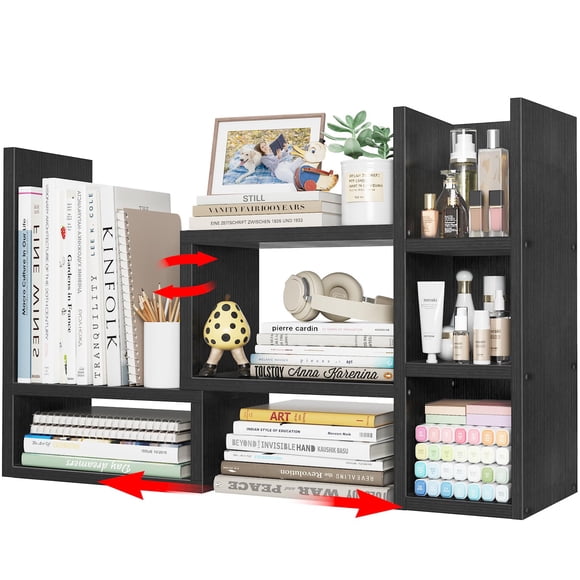 Organizador de escritorio NUTIKAS, estante ajustable para escritorio, negro