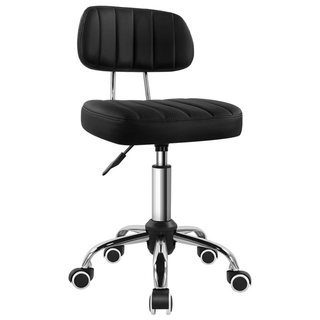 Taburete giratorio BFTOU negro cuadrado con rueda ajustable en altura