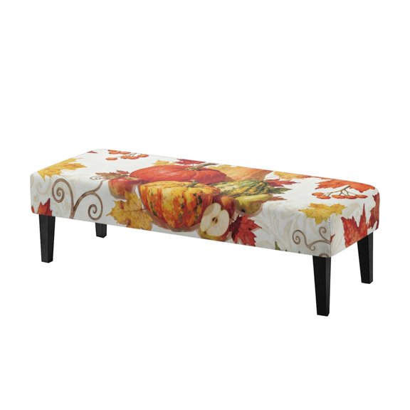 XYZCANDO Poly Spandex Bench Covers for Home Dining Room, Easy Install Stretch Dining Bench Covers, Maple Pumpkin Pattern