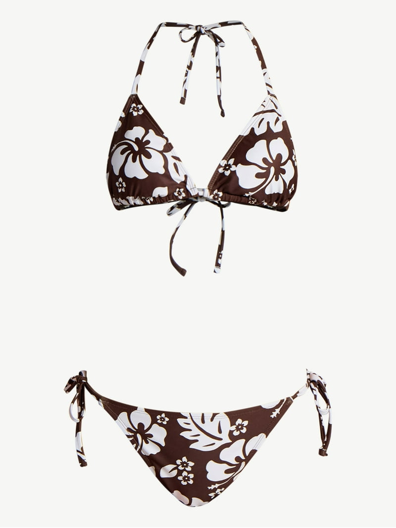 bikina　L No Boundaries Hibiscus Printed Triangle Bikini Top, Women's XXS