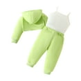 thumbnail image 4 of Odeerbi Toddler Girls Cropped Sweatsuit Outfits Cropped Sweatshirt Camisole Tops Sweatpants Infant Three Piece Set Green 18-24 Months, 4 of 9