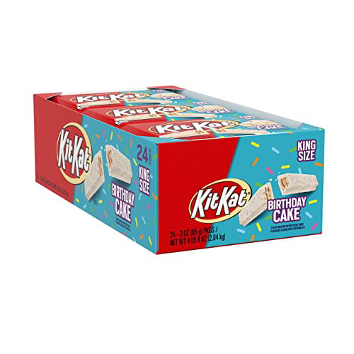 KIT KAT Birthday Cake Flavored with Sprinkles King Size Candy Bars, Bulk, Individually Wrapped, 3 oz Packs (24 Count) Walmart.com