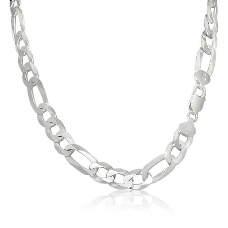 Turquoise Silver Mens Bracelets - Men's 9.5mm 220 Gauge Figaro Chain Solid .925 Sterling Silver Bracelet , 8