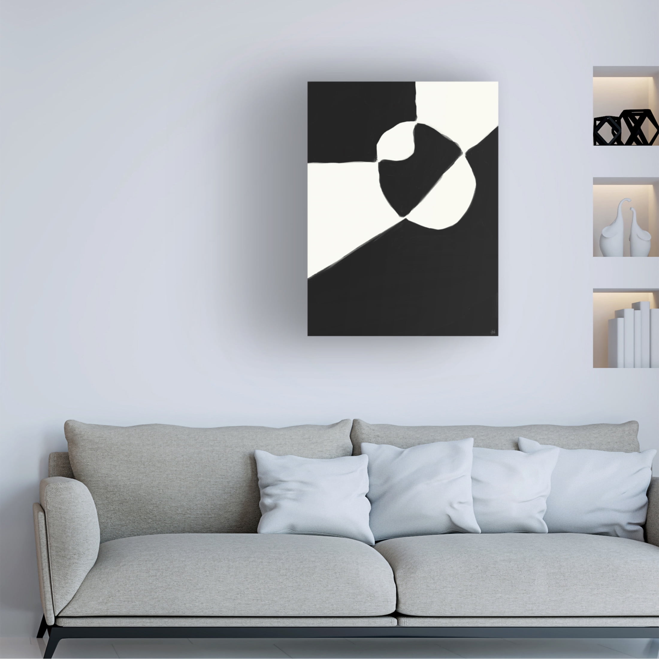 Canvas Wall Art - Line and Brush 'Shapes Exploration In Black 2' Wall Art for Living Room, Bedroom, or Office Décor by Trademark Fine Art - 18 x 24 Inches