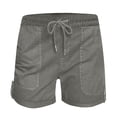 thumbnail image 5 of Pafei Tyugd Vintage Shorts for Women with Pockets Casual Drawstring Stretch High Waisted Summer Shorts Cozy Lightweight 3 Inch Shorts Dark Gray 3XL, 5 of 7