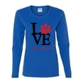 thumbnail image 2 of Wild Bobby, Love My Cat Stole My Heart Red Footprints Animal Lover Womens Graphic Long Sleeve T-Shirt, Royal, Small, 2 of 3