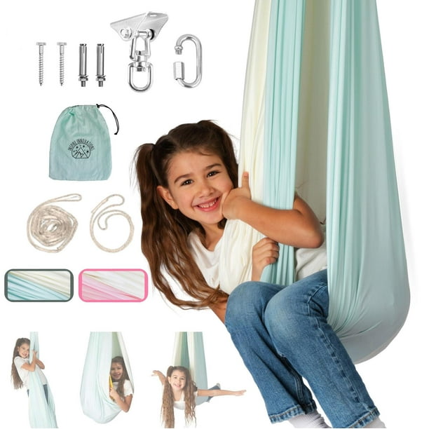 Columpio sensorial de doble capa para niños en interiores y exteriores, columpio de terapia, columpi multicolor