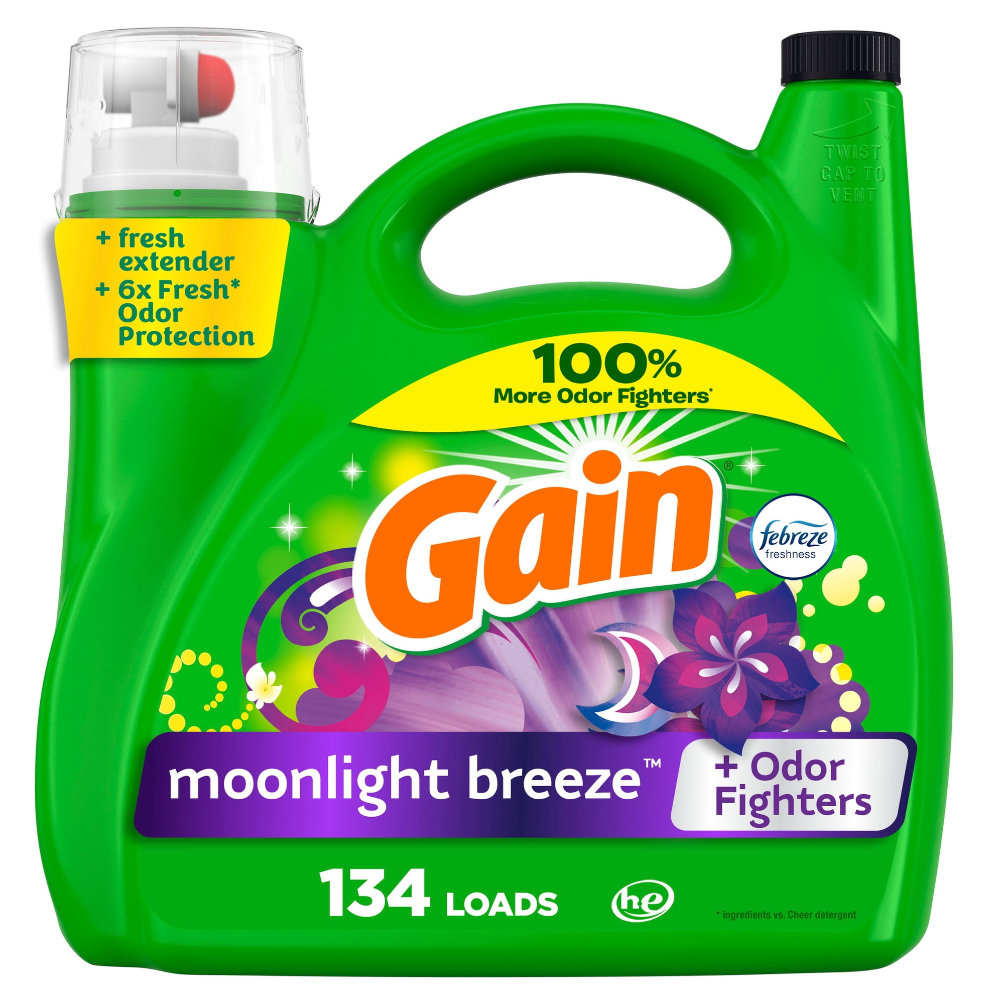 Gain Liquid Laundry Detergent, Moonlight Breeze Scent, 194 fl oz, 134 Loads