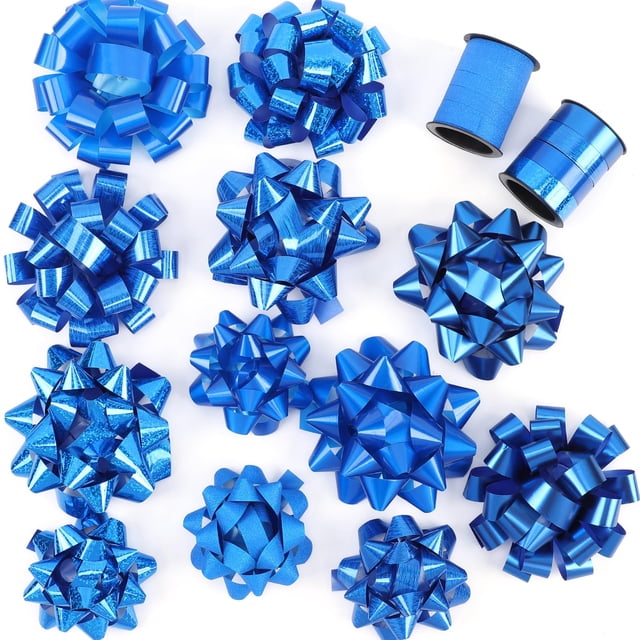 Juego de lazos de regalo HCHENBOW, 14 unidades, azules, varios tamaños