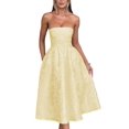 thumbnail image 1 of Vestido EEMEII de verano sin tirantes para el regreso a casa con bolsillos, amarillo, 1 of 6